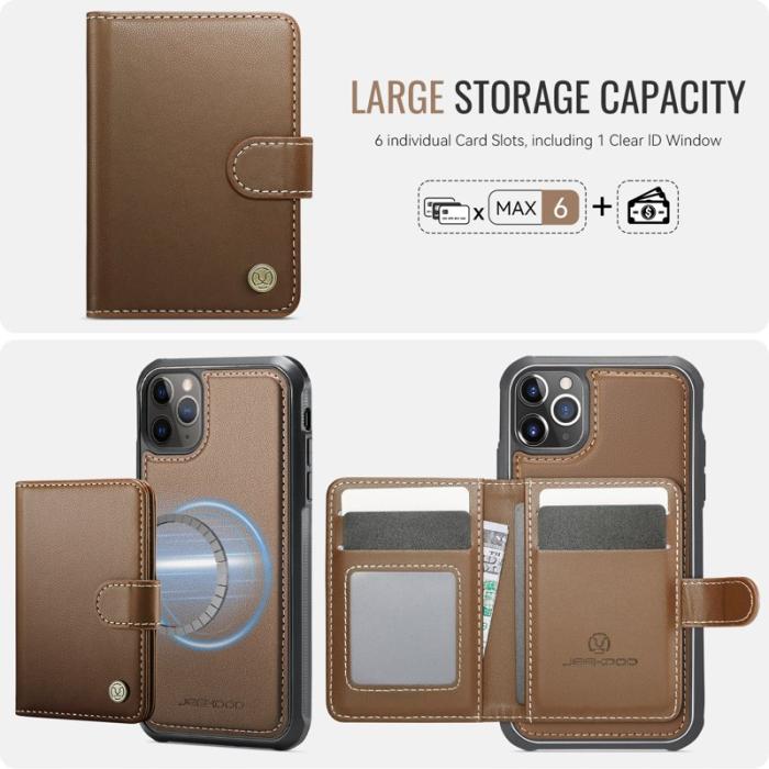 JEEHOOD - JEEHOOD J09 iPhone 11 Pro Max Skal RFID Läder MagSafe - Brun