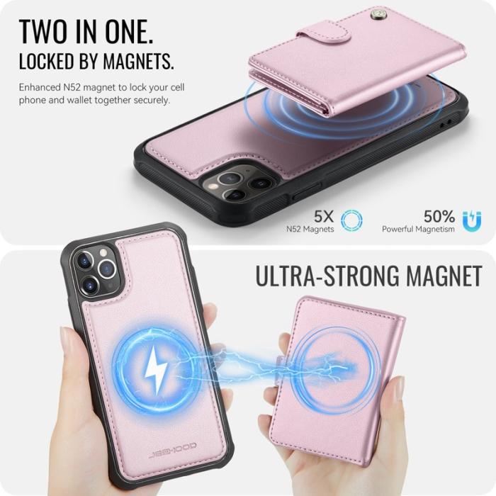 JEEHOOD - JEEHOOD J09 iPhone 11 Pro Max Skal RFID Läder MagSafe - Rosa