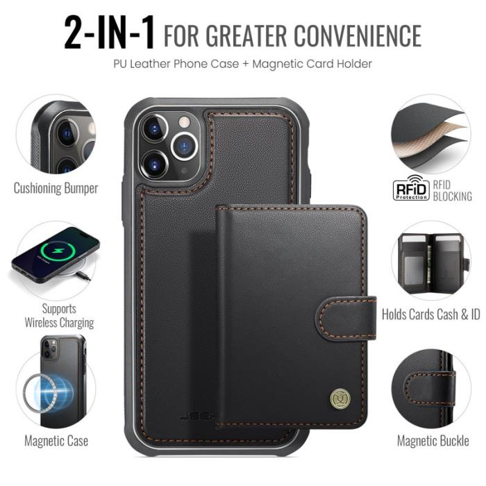 JEEHOOD - JEEHOOD J09 iPhone 11 Pro Max Skal RFID Läder Svart