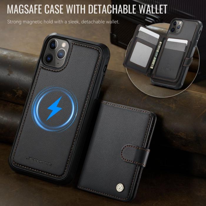 JEEHOOD - JEEHOOD J09 iPhone 11 Pro Max Skal RFID Läder Svart