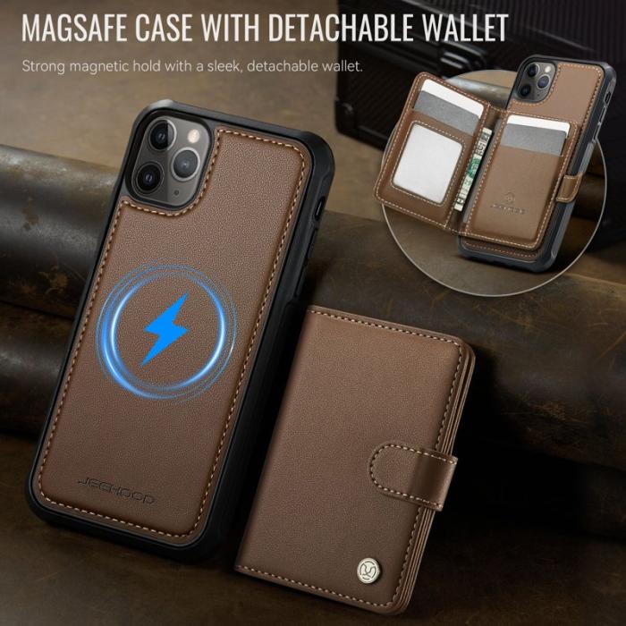 JEEHOOD - JEEHOOD J09 iPhone 11 Pro Skal RFID Läder MagSafe - Brun