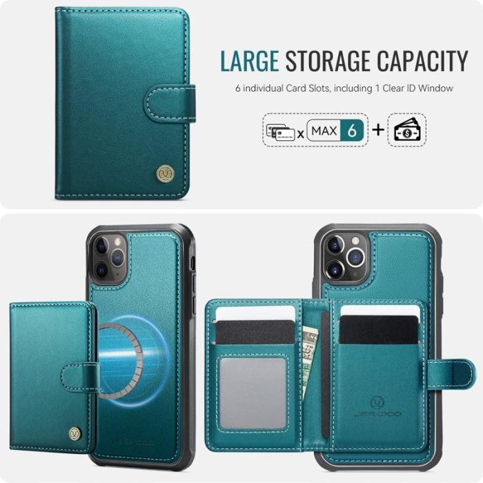 JEEHOOD - JEEHOOD J09 iPhone 11 Pro Skal RFID Läder MagSafe Grön