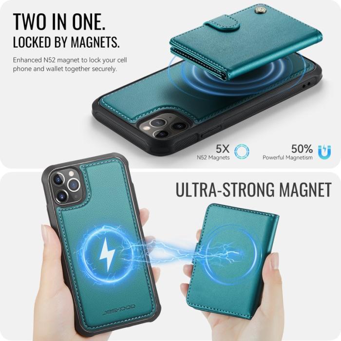 JEEHOOD - JEEHOOD J09 iPhone 11 Pro Skal RFID Läder MagSafe Grön