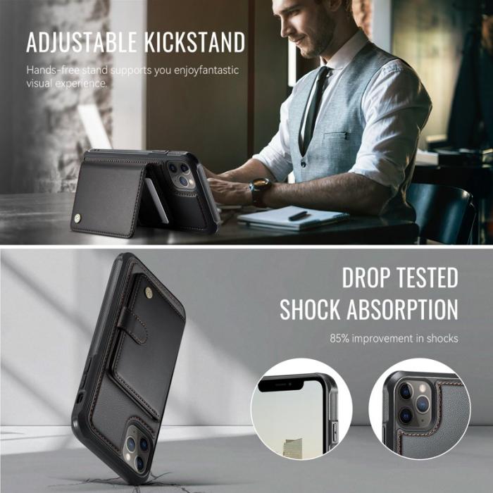 JEEHOOD - JEEHOOD J09 iPhone 11 Pro Skal RFID Läder MagSafe - Svart