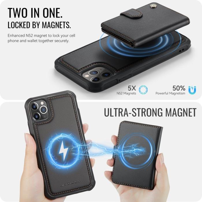 JEEHOOD - JEEHOOD J09 iPhone 11 Pro Skal RFID Läder MagSafe - Svart