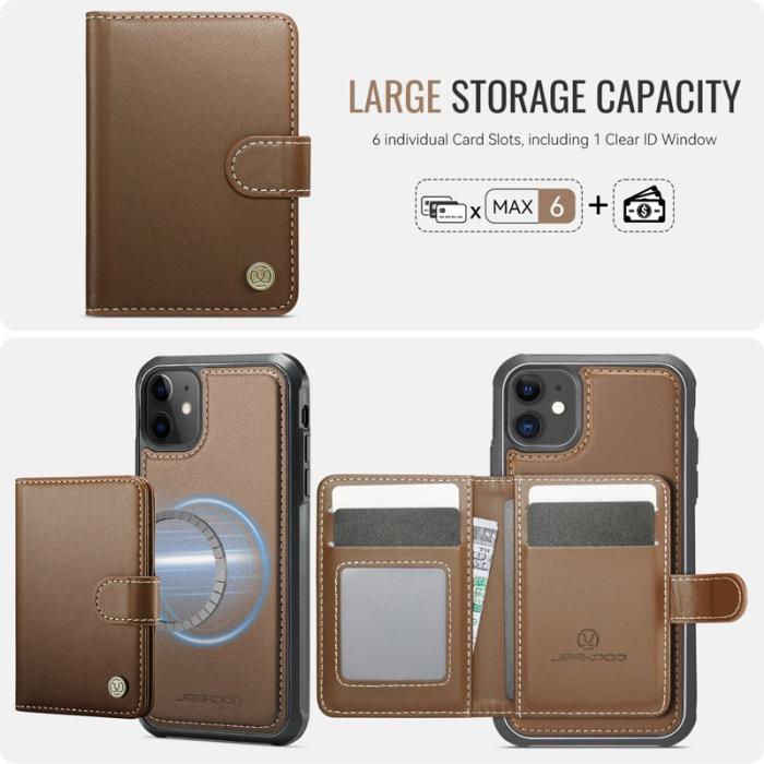 JEEHOOD - JEEHOOD J09 iPhone 11 Skal RFID Blocker Läder MagSafe - Brun