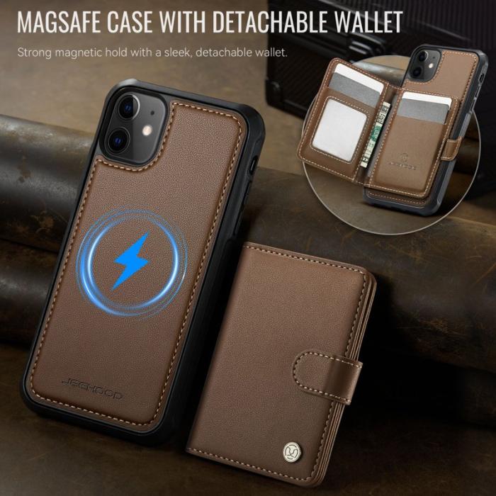JEEHOOD - JEEHOOD J09 iPhone 11 Skal RFID Blocker Läder MagSafe - Brun
