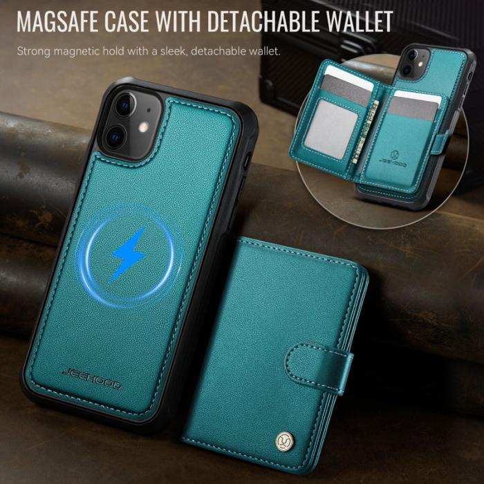 JEEHOOD - JEEHOOD J09 iPhone 11 Skal RFID Blocker Läder MagSafe Grön