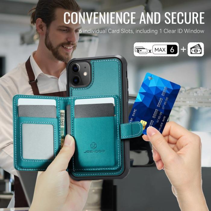 JEEHOOD - JEEHOOD J09 iPhone 11 Skal RFID Blocker Läder MagSafe Grön