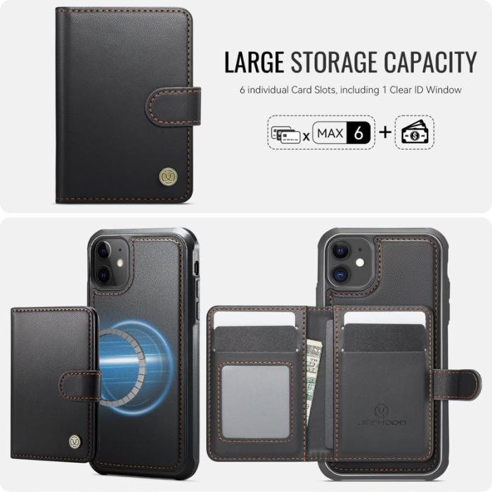 JEEHOOD - JEEHOOD J09 iPhone 11 Skal RFID Skydd Läder MagSafe - Svart