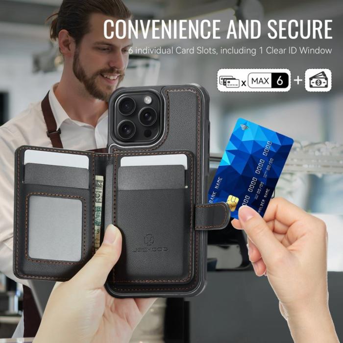 JEEHOOD - JEEHOOD J09 iPhone 15 Pro Max Skal med RFID Skydd - Svart