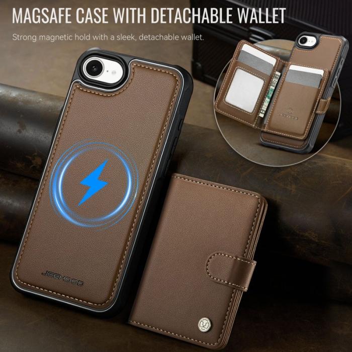 JEEHOOD - JEEHOOD J09 iPhone 16e Fodral RFID Läder MagSafe - Brun