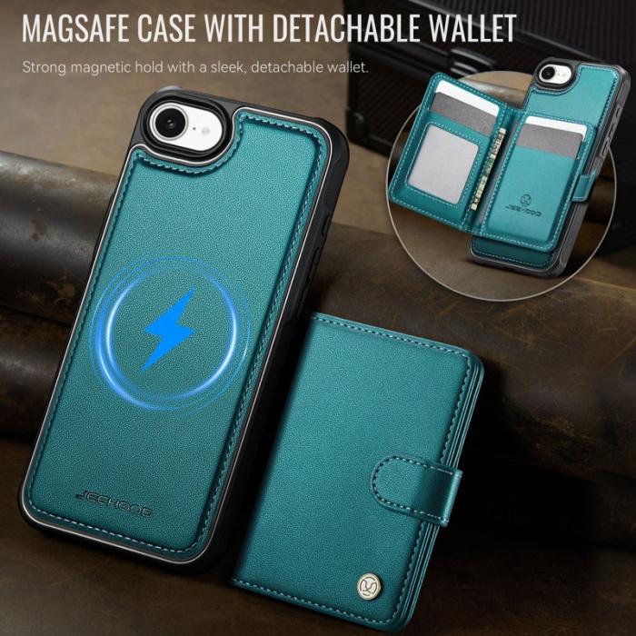JEEHOOD - JEEHOOD J09 iPhone 16e Skal RFID Låsfunktion Läder Grön