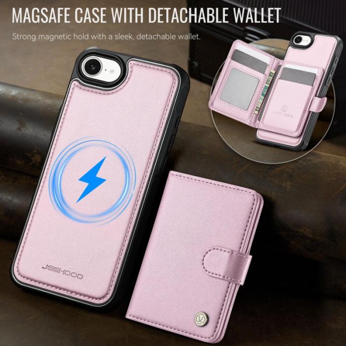JEEHOOD - JEEHOOD J09 iPhone 16e Skal RFID Skydd Läder MagSafe - Rosa