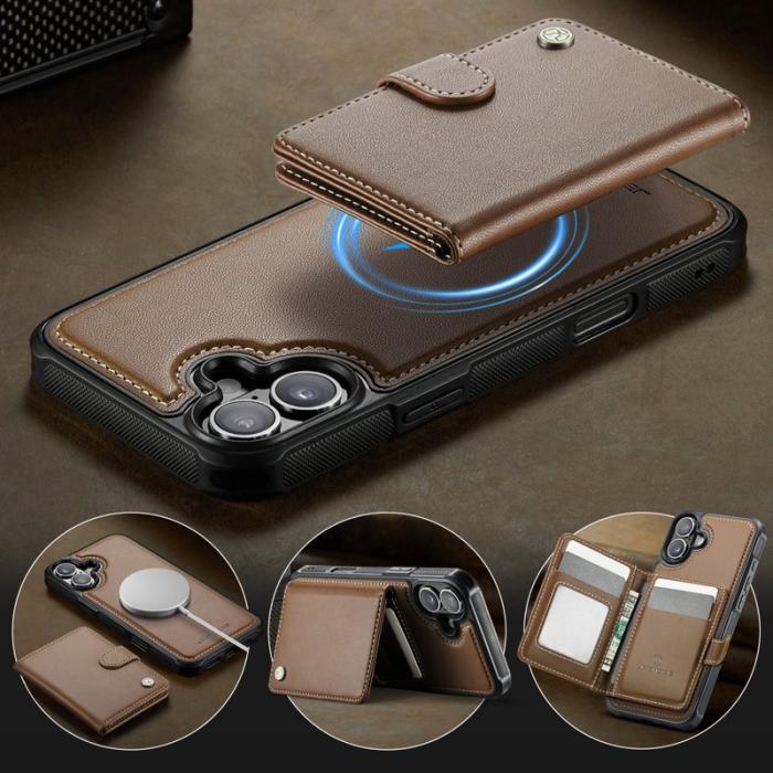 JEEHOOD - JEEHOOD J09 iPhone 17 Fodral med Kortfack RFID - Brun