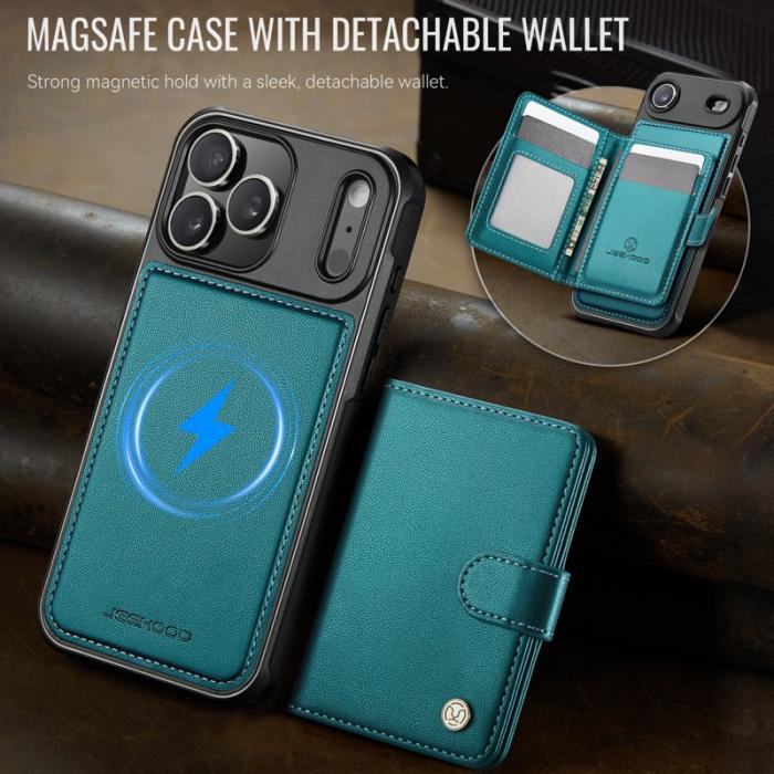 JEEHOOD - JEEHOOD J09 iPhone 17 Pro Max Skal RFID Läder Grön