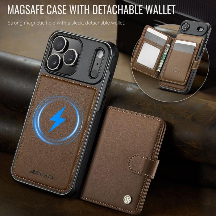 JEEHOOD - JEEHOOD J09 iPhone 17 Pro Max Skal RFID Läder MagSafe - Brun