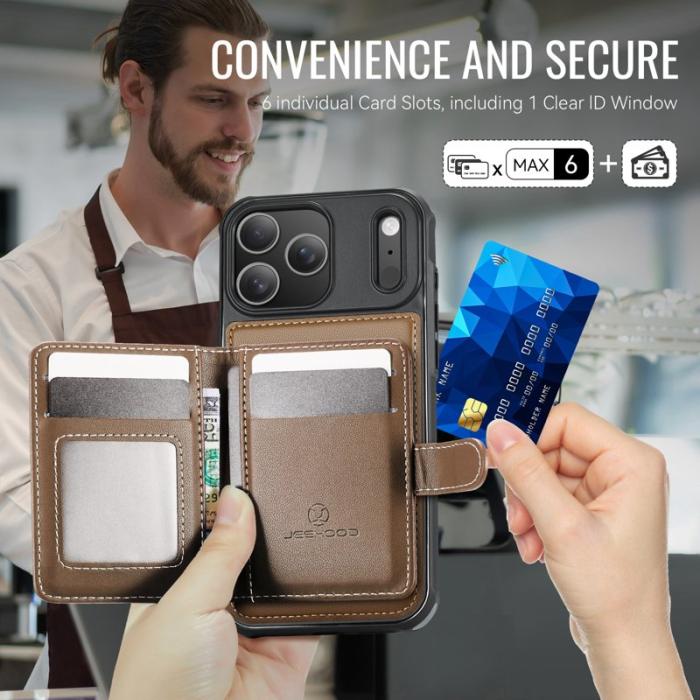 JEEHOOD - JEEHOOD J09 iPhone 17 Pro Max Skal RFID Läder MagSafe - Brun