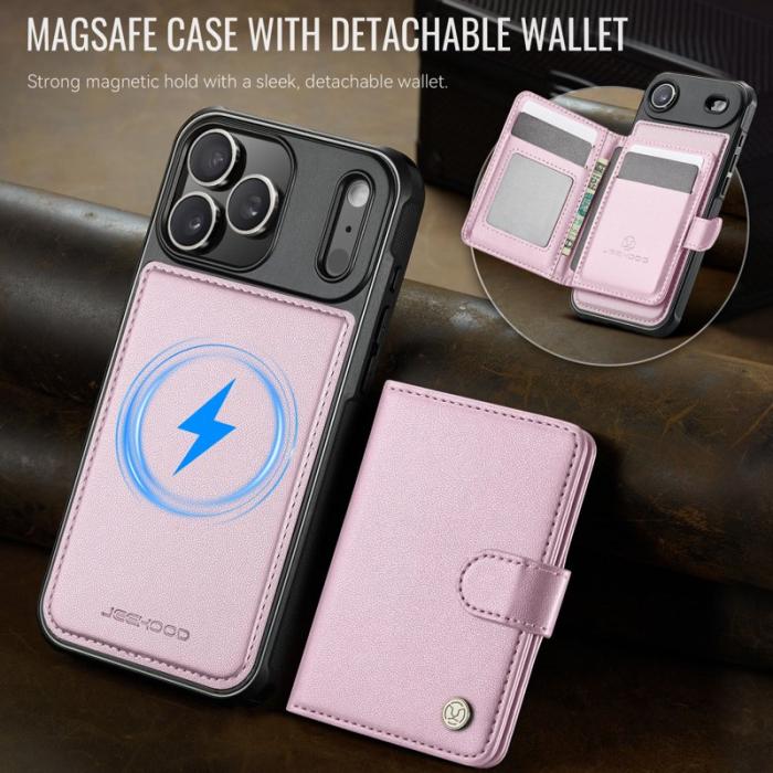 JEEHOOD - JEEHOOD J09 iPhone 17 Pro Max Skal RFID Läder MagSafe - Rosa