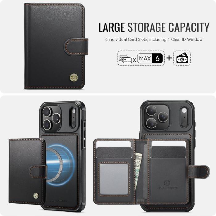 JEEHOOD - JEEHOOD J09 iPhone 17 Pro Max Skal RFID Läder Svart