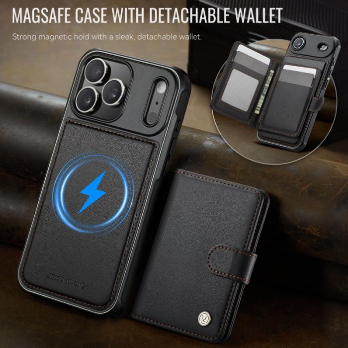 JEEHOOD - JEEHOOD J09 iPhone 17 Pro Max Skal RFID Läder Svart