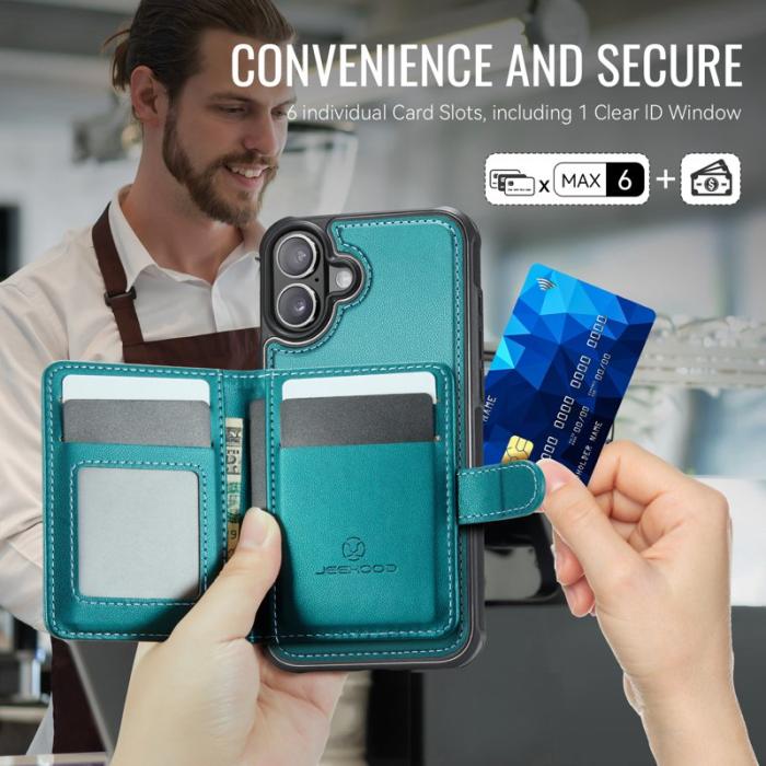 JEEHOOD - JEEHOOD J09 iPhone 17 Skal RFID Blocker Läder Grön