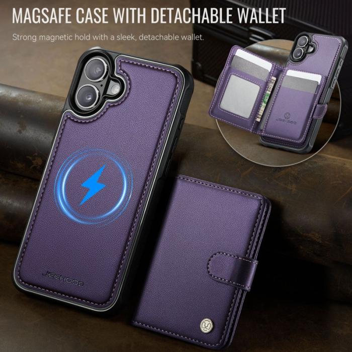 JEEHOOD - JEEHOOD J09 iPhone 17 Skal RFID Blocker Läder MagSafe - Lila