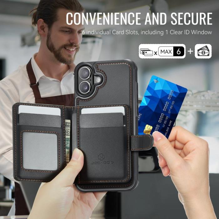 JEEHOOD - JEEHOOD J09 iPhone 17 Skal RFID Blocker Läder Svart