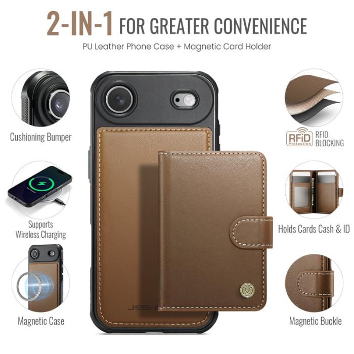 JEEHOOD - JEEHOOD J09 iPhone Air Skal med RFID och MagSafe - Brun