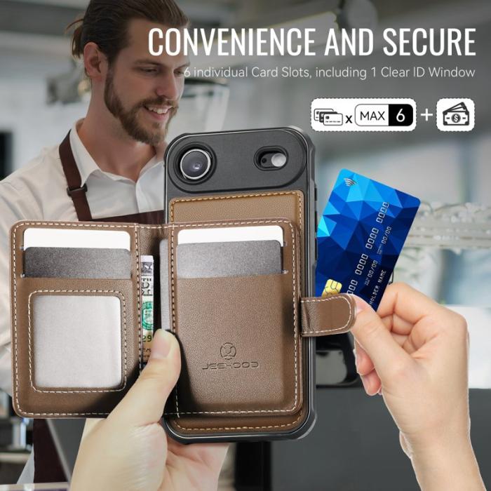 JEEHOOD - JEEHOOD J09 iPhone Air Skal med RFID och MagSafe - Brun