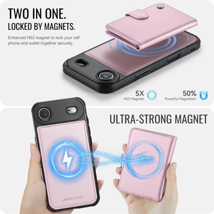 JEEHOOD - JEEHOOD J09 iPhone Air Skal RFID Låsning Läder Rosa