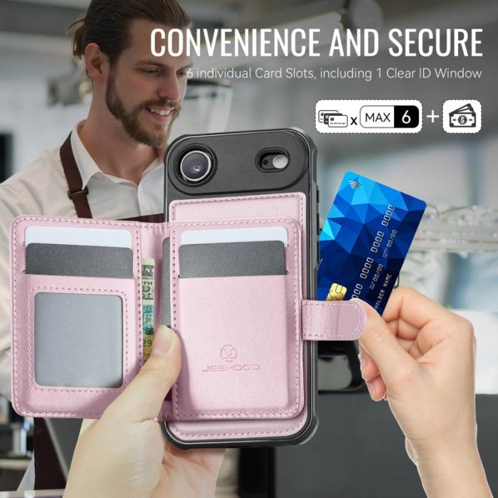 JEEHOOD - JEEHOOD J09 iPhone Air Skal RFID Låsning Läder Rosa