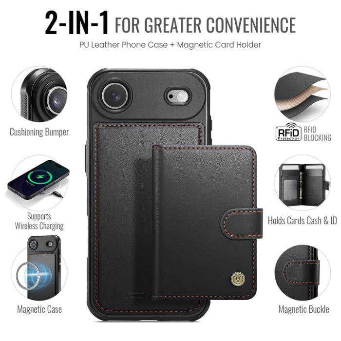 JEEHOOD - JEEHOOD J09 iPhone Air Skal RFID Skydd Läder MagSafe Svart