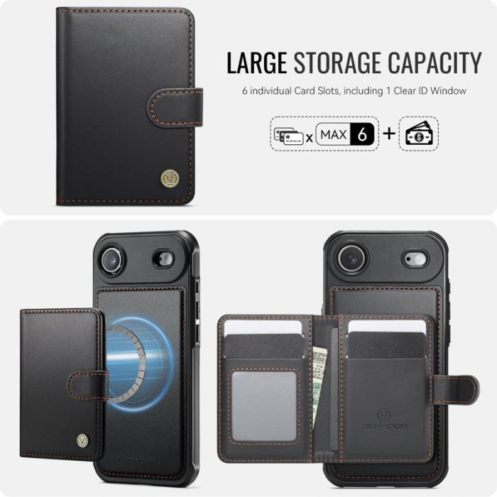 JEEHOOD - JEEHOOD J09 iPhone Air Skal RFID Skydd Läder MagSafe Svart