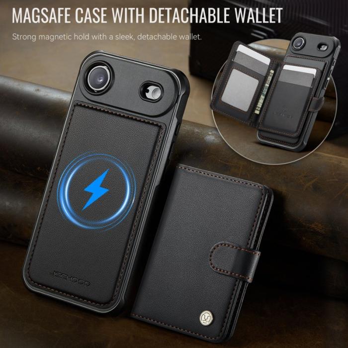 JEEHOOD - JEEHOOD J09 iPhone Air Skal RFID Skydd Läder MagSafe Svart