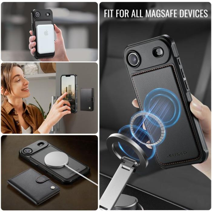 JEEHOOD - JEEHOOD J09 iPhone Air Skal RFID Skydd Läder MagSafe Svart