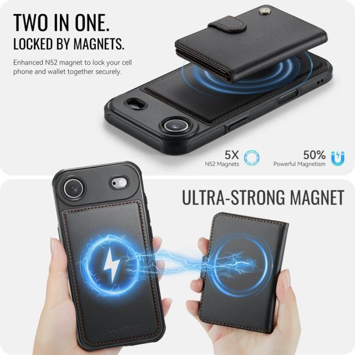 JEEHOOD - JEEHOOD J09 iPhone Air Skal RFID Skydd Läder MagSafe Svart