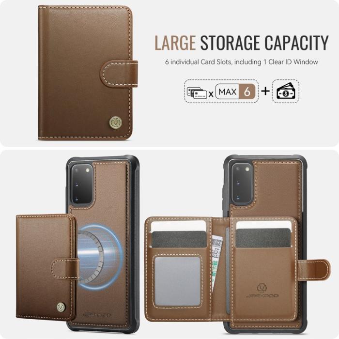 JEEHOOD - JEEHOOD J09 Samsung Galaxy S20 4G Skal RFID Läder Brun