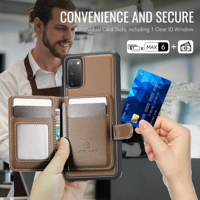 JEEHOOD - JEEHOOD J09 Samsung Galaxy S20 4G Skal RFID Läder Brun