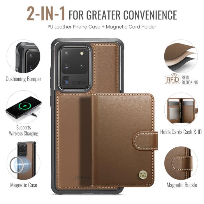 JEEHOOD - JEEHOOD J09 Samsung Galaxy S20 Ultra Skal RFID Läder Brun