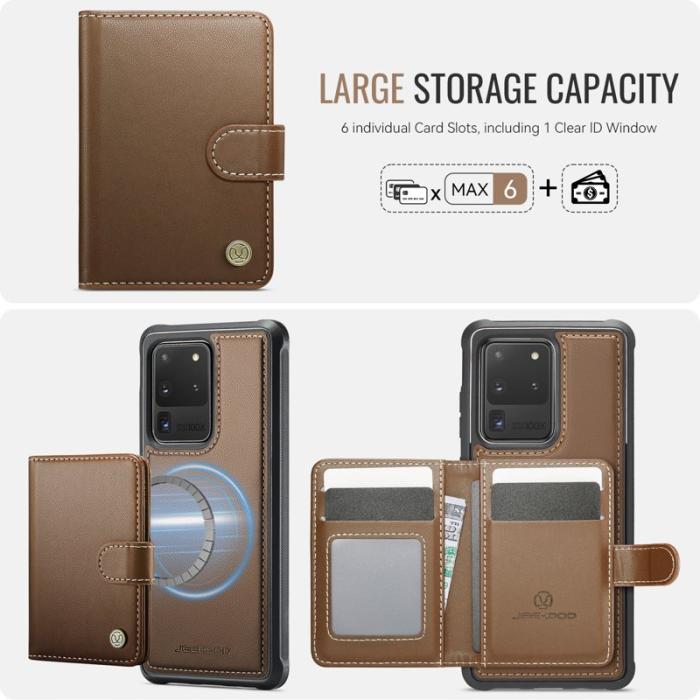 JEEHOOD - JEEHOOD J09 Samsung Galaxy S20 Ultra Skal RFID Läder Brun