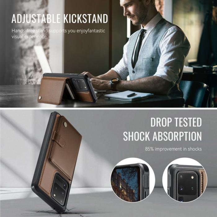 JEEHOOD - JEEHOOD J09 Samsung Galaxy S20 Ultra Skal RFID Läder Brun