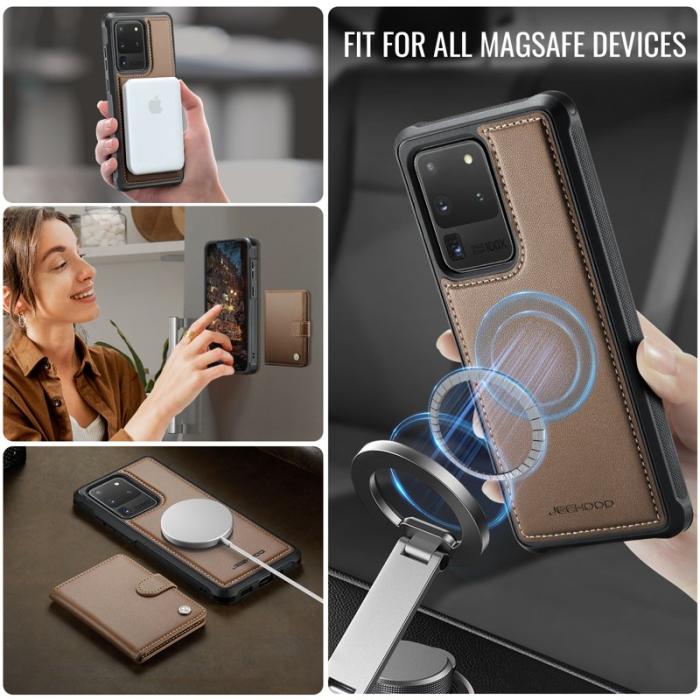 JEEHOOD - JEEHOOD J09 Samsung Galaxy S20 Ultra Skal RFID Läder Brun