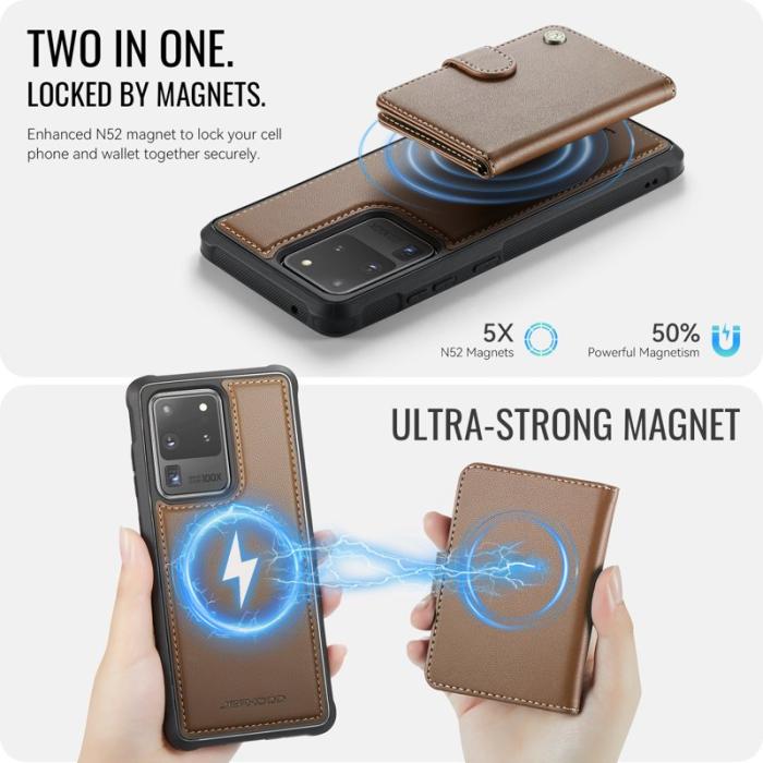 JEEHOOD - JEEHOOD J09 Samsung Galaxy S20 Ultra Skal RFID Läder Brun