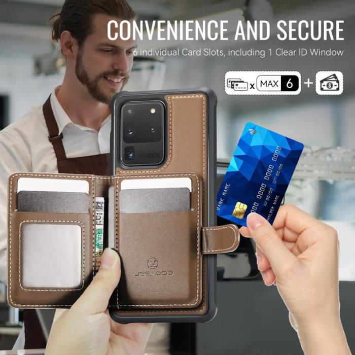 JEEHOOD - JEEHOOD J09 Samsung Galaxy S20 Ultra Skal RFID Läder Brun