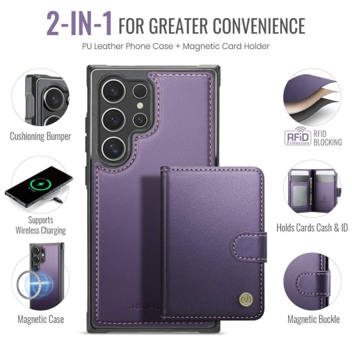 JEEHOOD - JEEHOOD J09 Samsung Galaxy S24 Ultra Skal Läder MagSafe Lila