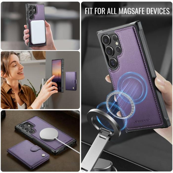 JEEHOOD - JEEHOOD J09 Samsung Galaxy S24 Ultra Skal Läder MagSafe Lila