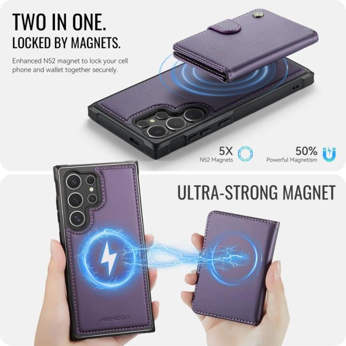 JEEHOOD - JEEHOOD J09 Samsung Galaxy S24 Ultra Skal Läder MagSafe Lila