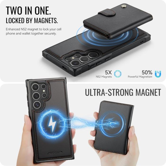 JEEHOOD - JEEHOOD J09 Samsung Galaxy S24 Ultra Skal RFID Läder Svart