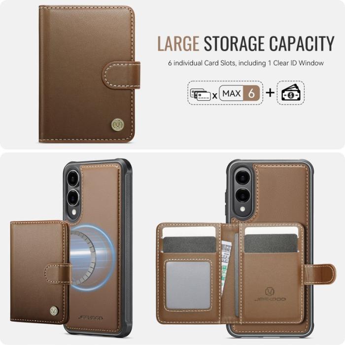 JEEHOOD - JEEHOOD J09 Samsung Galaxy S25 Edge Skal RFID Läder Brun